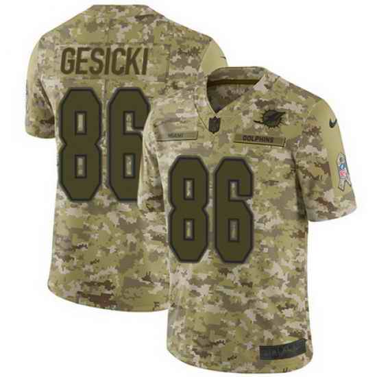 Nike Dolphins #86 Mike Gesicki Camo Mens Stitched NFL Limited 2018 Salute To Service Jersey